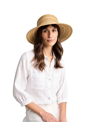 FLEUR DOWN BRIM HAT - WHITE/NATURAL