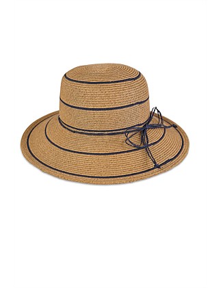 FLEUR DOWN BRIM HAT - NAVY/NATURAL