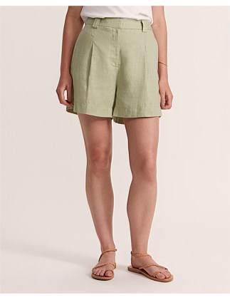 LILA LINEN PLEAT FRONT SHORT