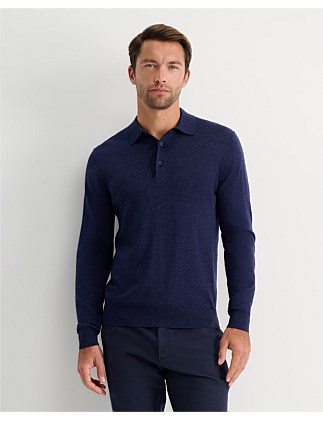 LONG SLEEVE MERINO KNIT POLO