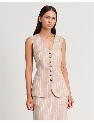 KAYLA STRIPE LINEN VEST