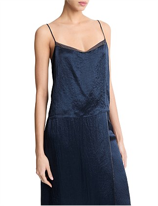 BEADED BORDER SATIN CAMISOLE