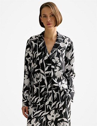 Silk Twill Floral Shirt