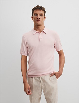 Cotton Silk Button Knit Polo