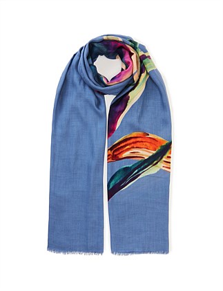 BOTANIC WATECOLOUR SILK SCARF 70 X 180