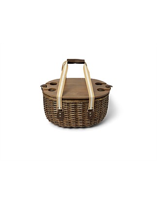 Burleigh Willow Picnic Basket for 4 with Timber Table Lid