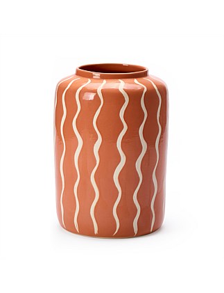 Wiggle Sgraffito Vase Apricot