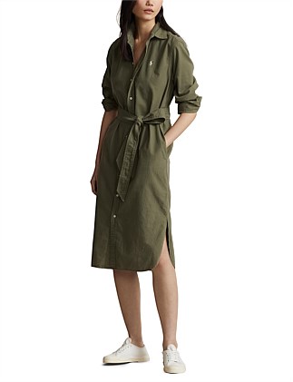 BELTED COTTON OXFORD SHIRTDRESS