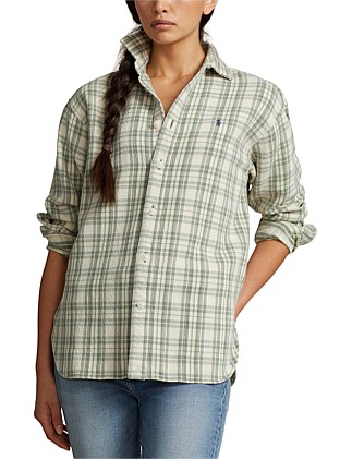 RELAXED FIT PLAID COTTON SHIRT