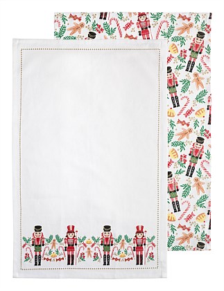 Nutcracker Holly & Noel Cotton Tea Towel Set of 2