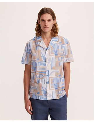 WALLIS SHORT SLEEVE RESORT PRINT SHIRT