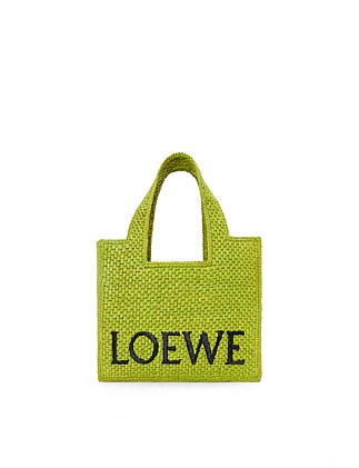 SMALL FONT TOTE IN RAFFIA