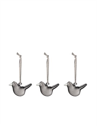 Iittala Mini Glass Birds, Grey 3set