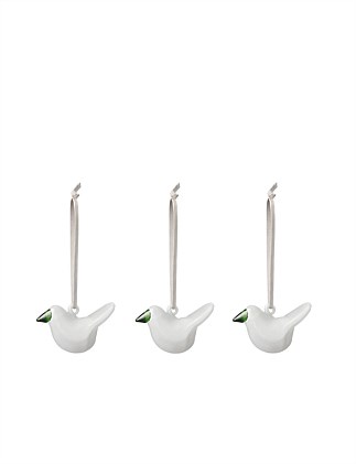 Iittala Mini Glass Birds, White 3set