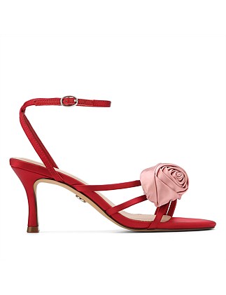 Ophilia Red Recycled Satin Strappy Heel