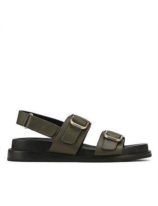 AMIRA Olive Green Leather Sandal