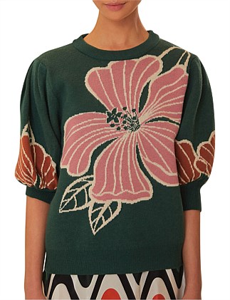 HONOLULU FLOWERS KNIT SWEATSHIRT