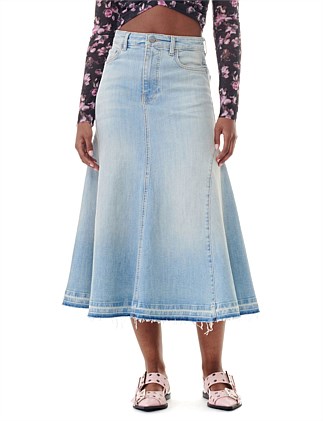 Tint Straight Denim Midi Skirt