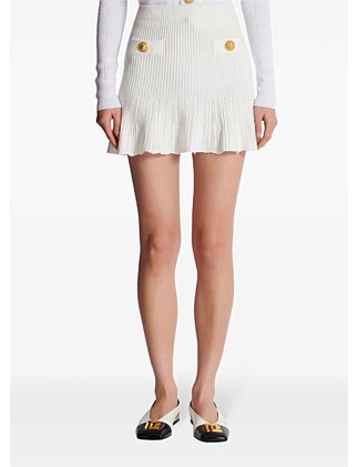 PLEATED KNIT FLARE MINI SKIRT