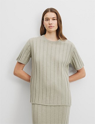 Organically Grown Cotton Linen Short Sleeve Knit T-Shirt