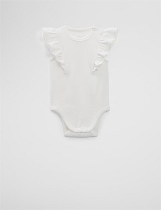 Organically Grown Cotton Rib Frill Bodysuit