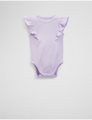 Organically Grown Cotton Rib Frill Bodysuit