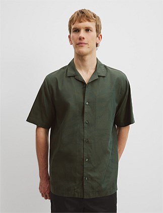 Australian Cotton Short Sleeve Revere Jacquard Shirt