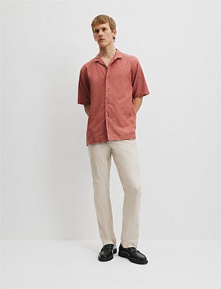 Australian Cotton Short Sleeve Revere Jacquard Shirt