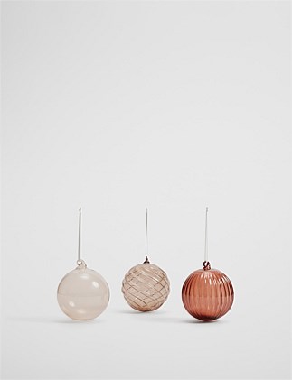 Glass Bauble Decoration Set of 3