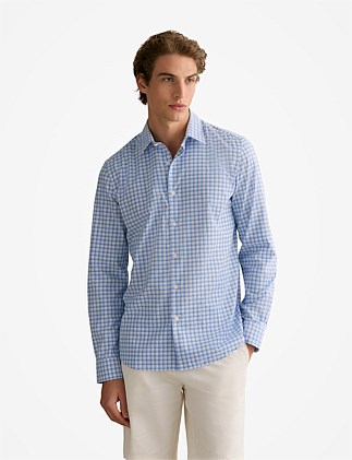 Tailored Fit Cotton Poplin Gingham Shirt