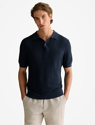 Linen Cotton Herringbone Polo