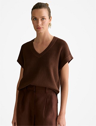 Mercerised V Neck Relaxed Knit