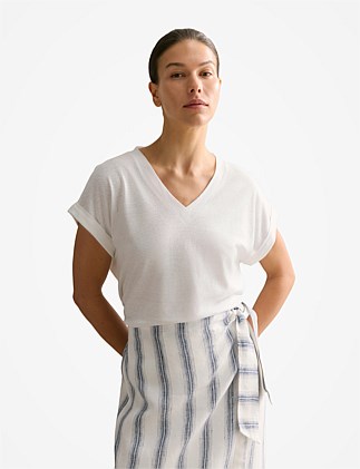 Linen Cotton V Neck T-shirt