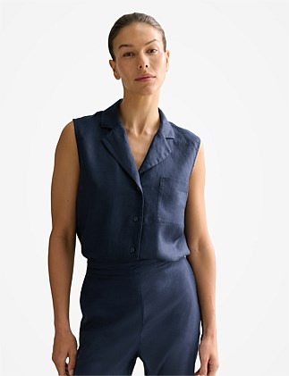 Linen Sleeveless Shirt