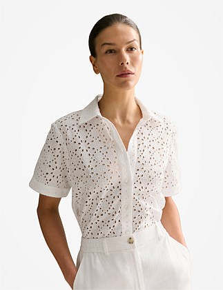 Broderie Anglaise Short Sleeve Shirt