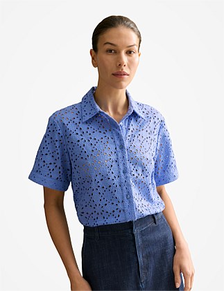 Broderie Anglaise Short Sleeve Shirt