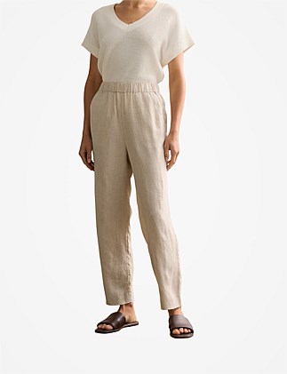 Linen End on End Stripe Pull On Pant