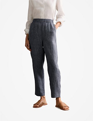 Linen End on End Stripe Pull On Pant