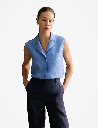 Delave Linen Sleeveless Shirt