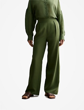 Draped Wide Leg Pull On Pant