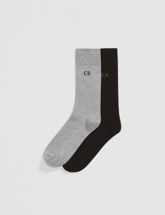 Australian Cotton Blend CR Waffle Crew Sock Pack of 2