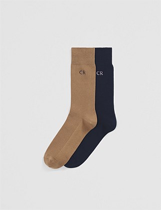 Australian Cotton Blend CR Waffle Crew Sock Pack of 2