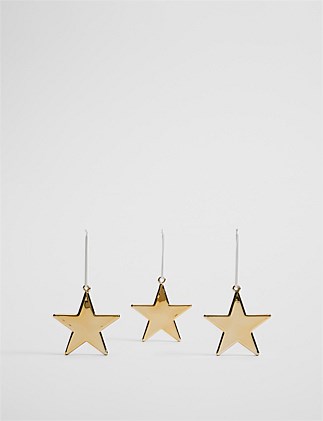 Metallic Star Glass Decoration Set of 3