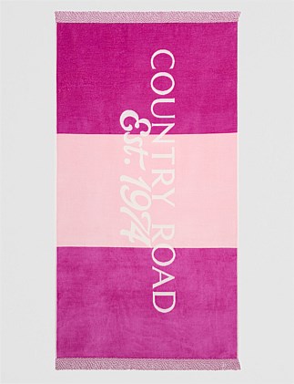 Verified Australian Cotton CR Est. 1974 Border Beach Towel