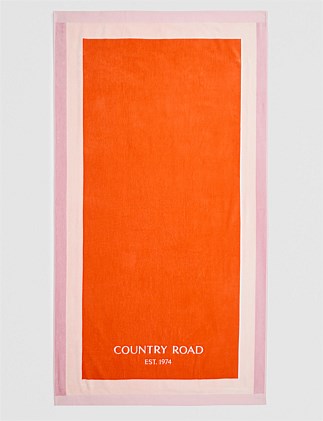 Verified Australian Cotton CR Est. 1974 Border Beach Towel