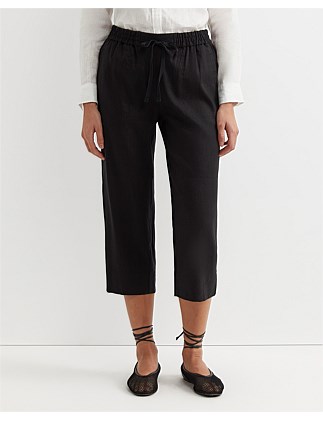 ROSA BEAD TRIM CROP LINEN PANT