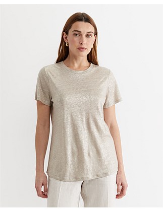 TONIA FOIL LINEN TEE