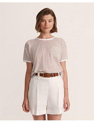 MADISON LINEN STRIPED TEE