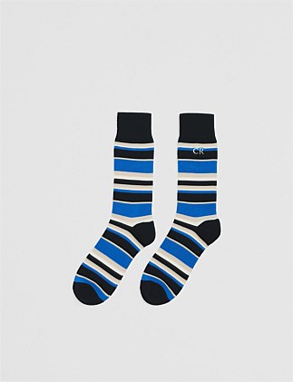 Australian Cotton Blend CR Classic Logo Striped Crew Sock