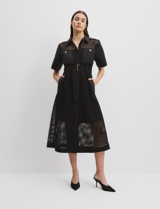 Utility Mesh Midi Dress